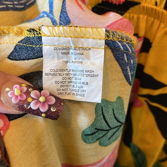 Floral Yellow Maxi Dress SZ Large - Picture 8 of 8